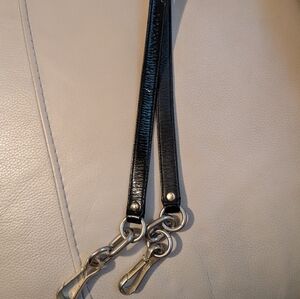 Black coach Leather Shoulder Strap with Silver Hardware Replacement